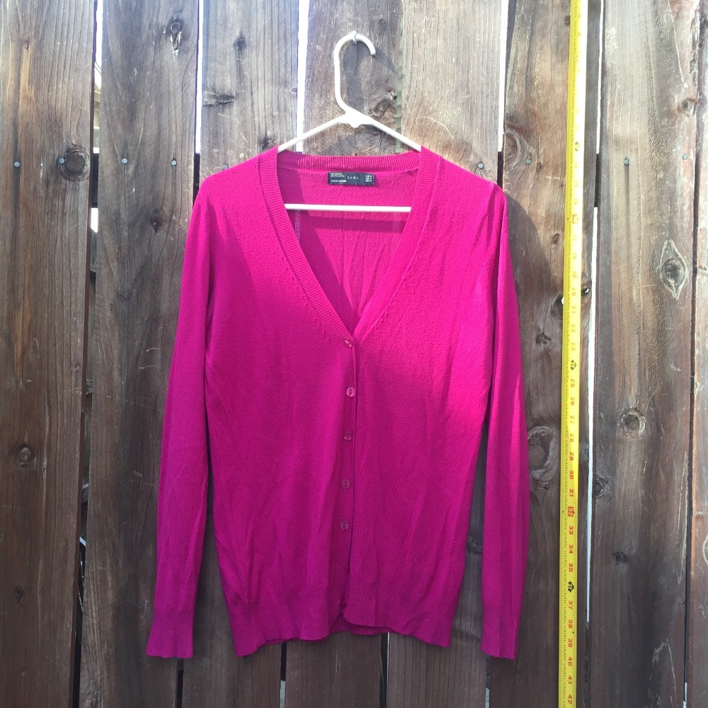 Zara Magenta Pink Cardigan Sweater